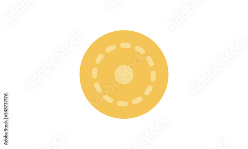 Coin icon and gold penny currency finance flat line symbol.