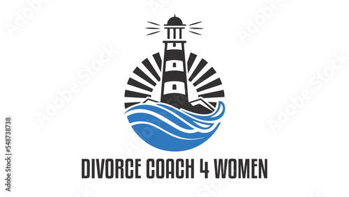 Light House Tower Beach oasis Modern Sea Minimal Logo Design