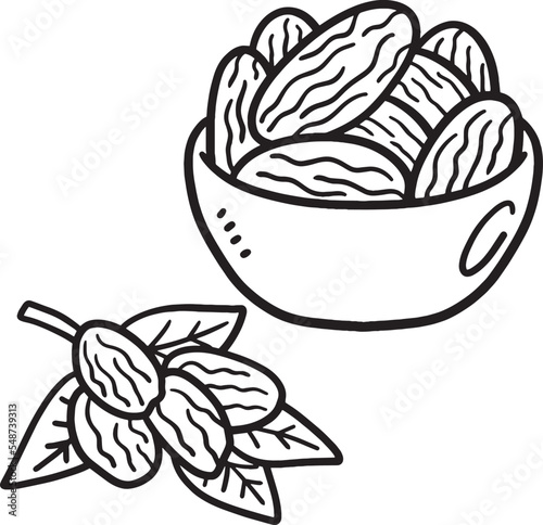 Ramadan Dried Date Isolated Coloring Page for Kids