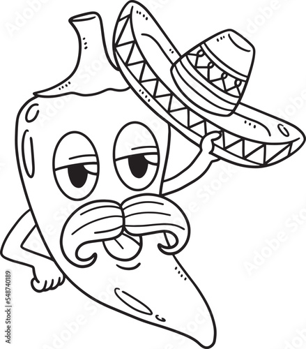 Cinco de Mayo Jalapeno with Sombrero Isolated 