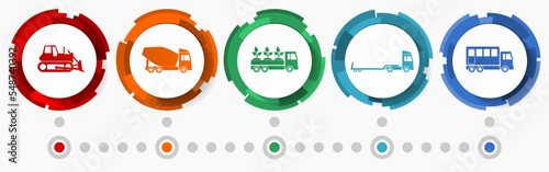 Transport vector icon set, vehicles concept flat design buttons, infographic template