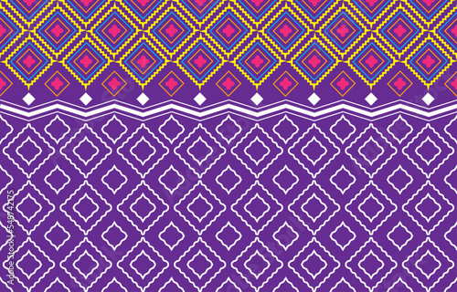 Ikat geometric folklore ornament with diamonds. Tribal ethnic vector texture. Seamless striped pattern in Aztec style. Folk embroidery. Indian, Scandinavian, Gypsy, Mexican, African rug.