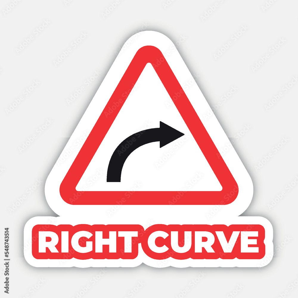 right curve traffic sign editable modern vector icon and text effect design right curve traffic sign editable modern vector icon and text effect design