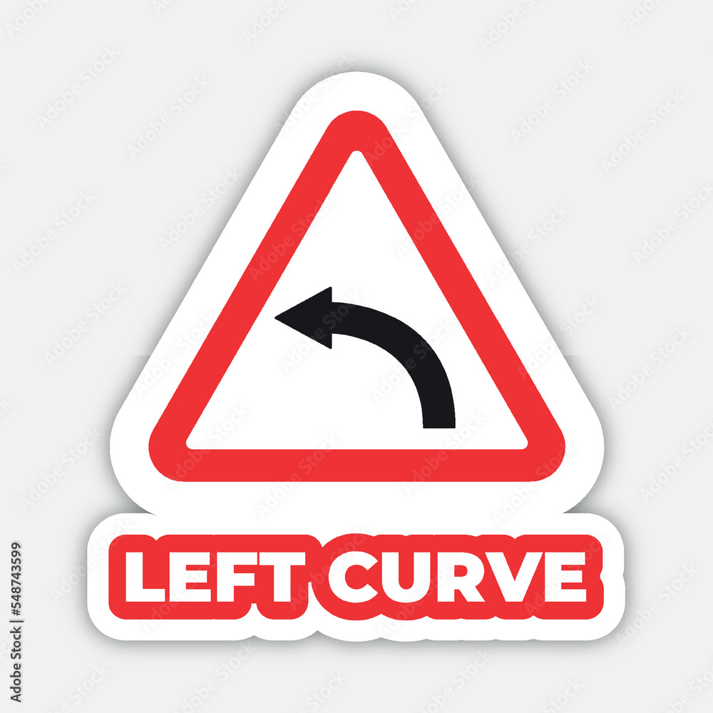 left curve traffic sign editable modern vector icon and text effect design left curve traffic sign editable modern vector icon and text effect design