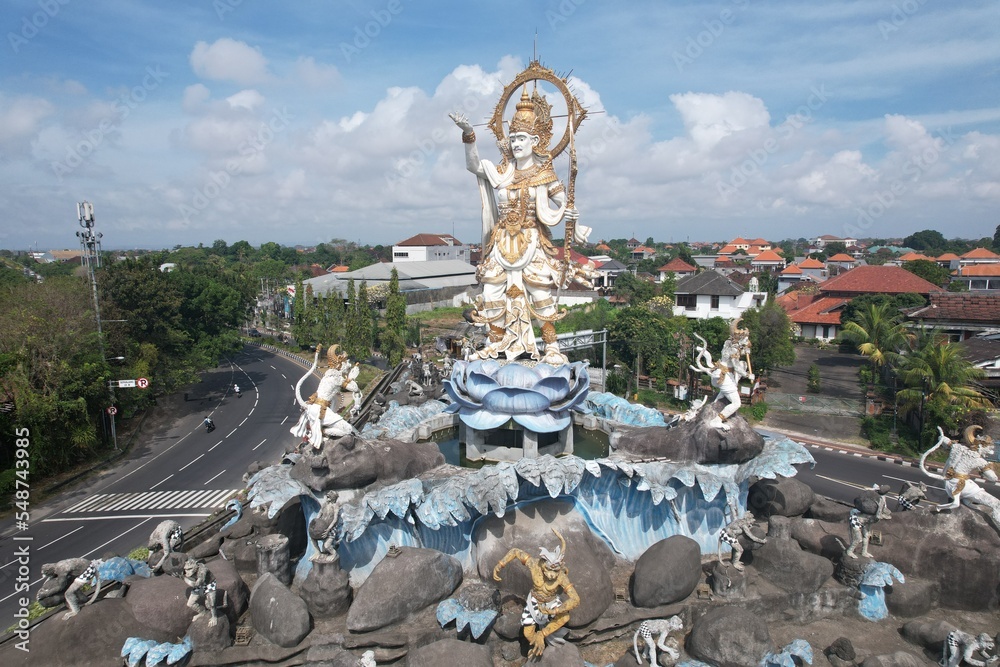 Aerial Picture of statue of Hindu god Shree Ram nd the monkey Army