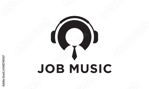 people earphones logo. music note voice logo design inspiration.