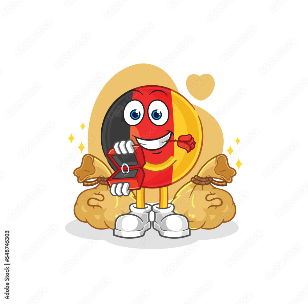 Fototapeta premium belgium propose with ring. cartoon mascot vector