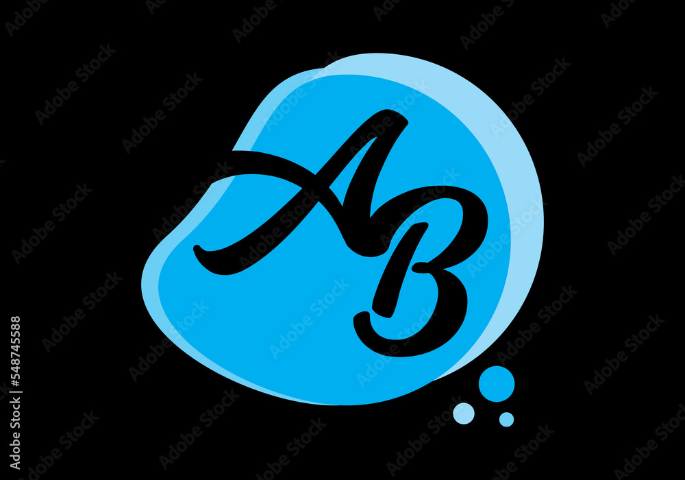 Black color of AB initial letter on blue frame Black color of AB initial letter on blue frame