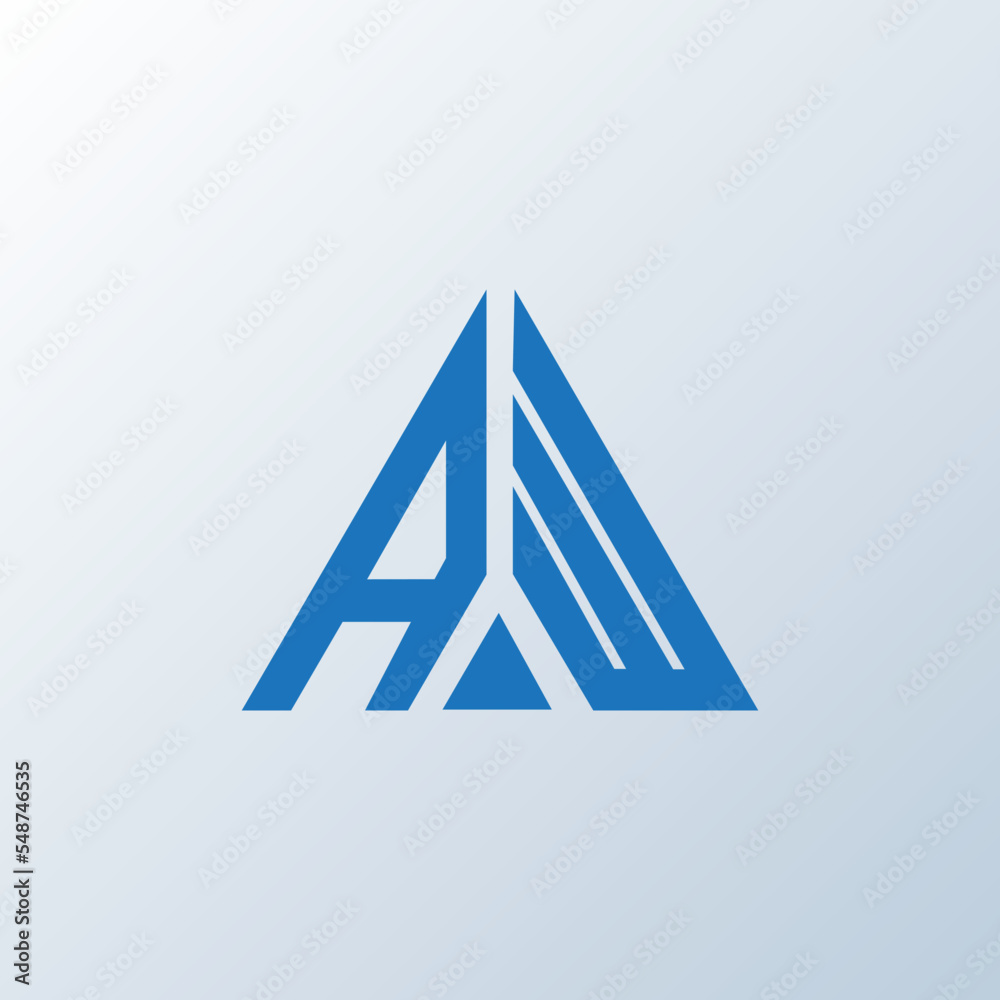 AW Logo letter monogram with triangle shape design template. Stock ...