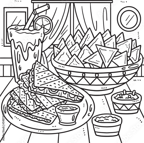 Cinco de Mayo Quesadilla Nachos Coloring Page