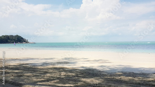 a photo of beautiful calm sea shore taken in Bintan  Indonesia