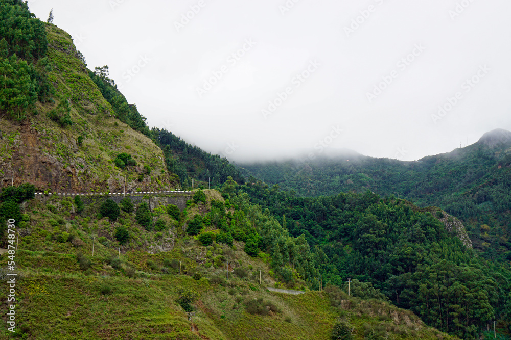 green landscape and mountains on madeira