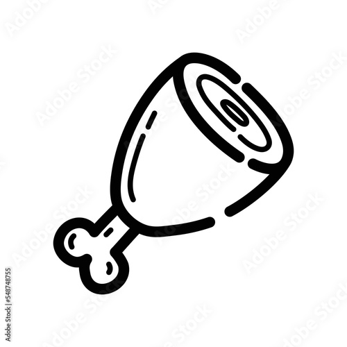Jamon leg doodle icon. Hand drawn symbol. Vector illustration.