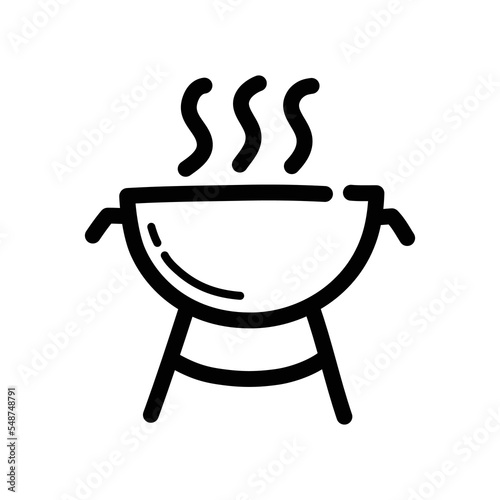 Outdoor barbecue doodle icon. Hand drawn symbol. Vector illustration.