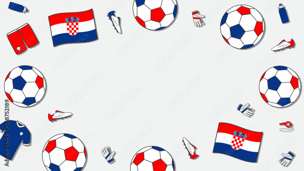 Obraz premium Football Background Design Template. Football Cartoon Vector Illustration. Tournament In Croatia