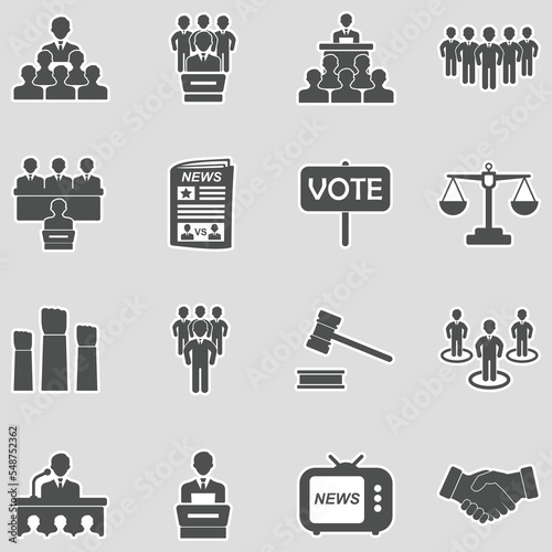 Politician Icons. Sticker Design. Vector Illustration.
