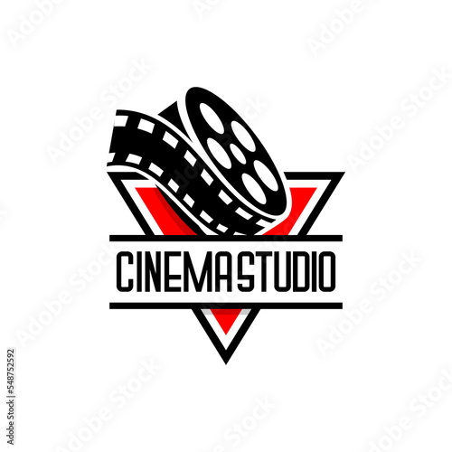 cinema logo vector, roll film vector on white background
