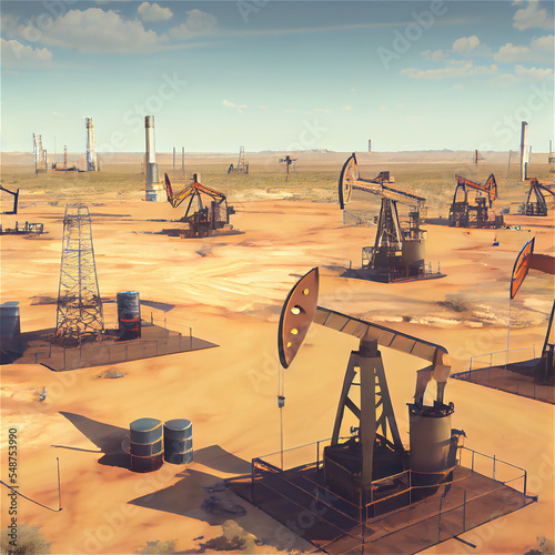 Oil wells in a dry landscape