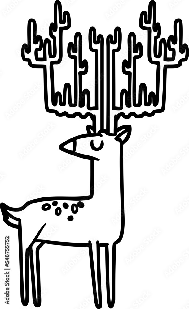 cartoon stag with huge antlers Stock Vector | Adobe Stock