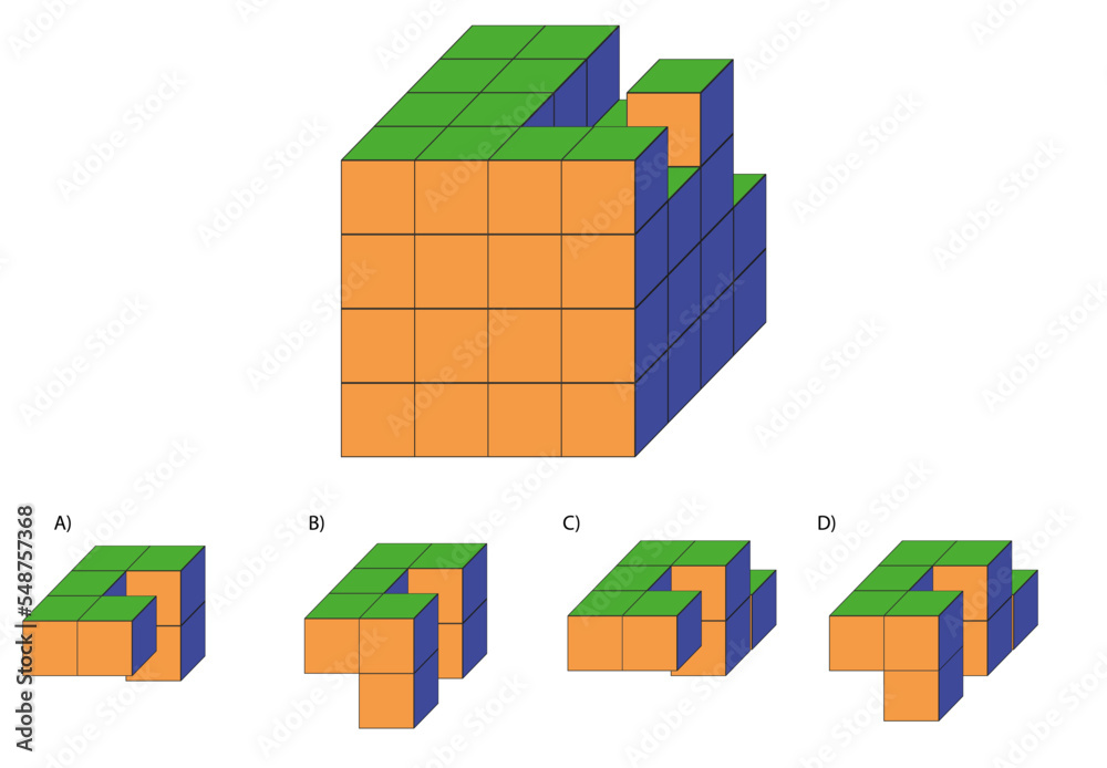 Fototapeta premium Find the Missing Piece. Shape completion questions, Find next shape