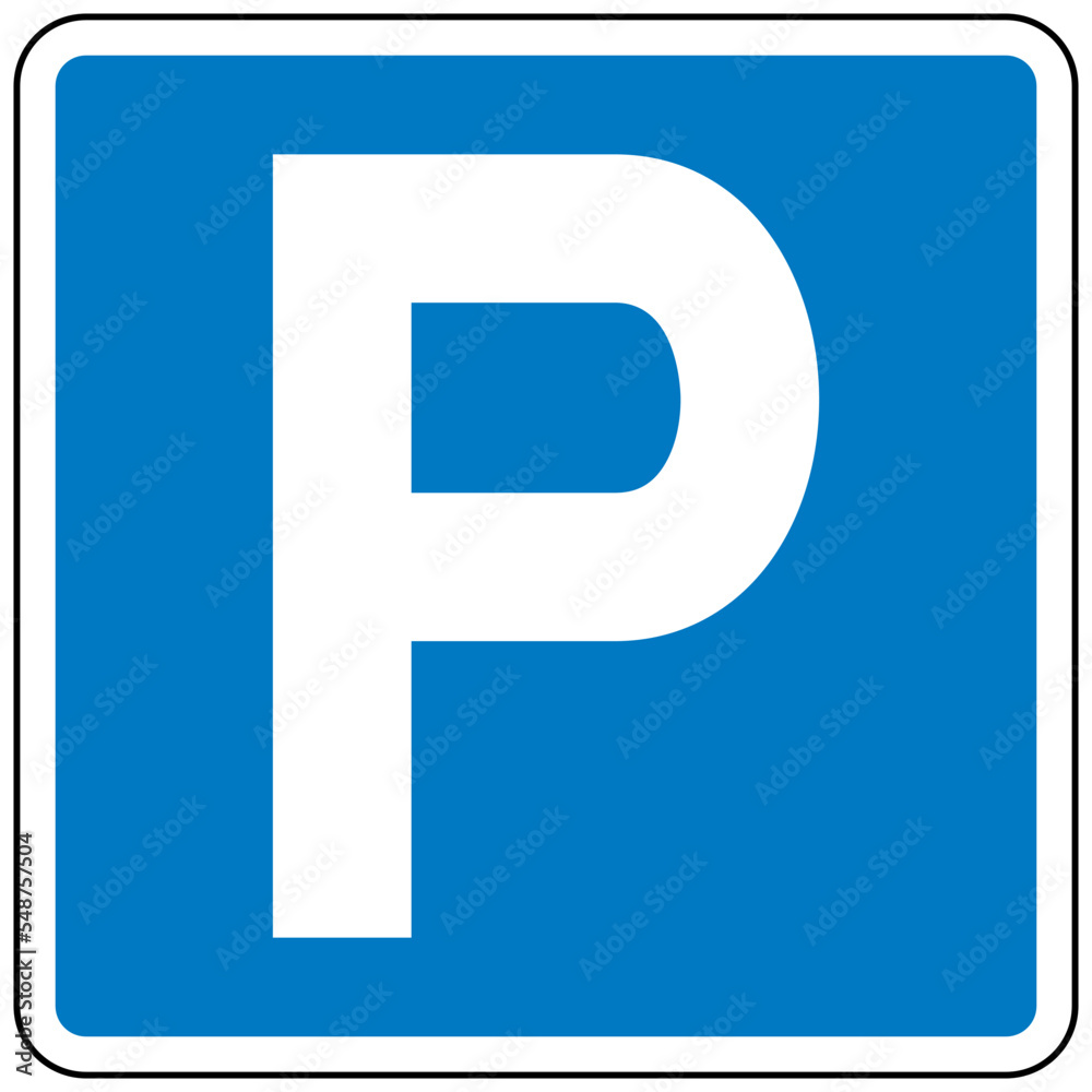 Road sign blue parking zone sign vector Road sign blue parking zone sign vector