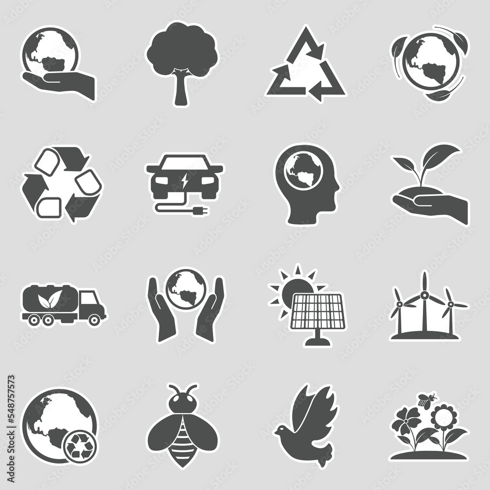 Obraz premium Save Earth Icons. Sticker Design. Vector Illustration.