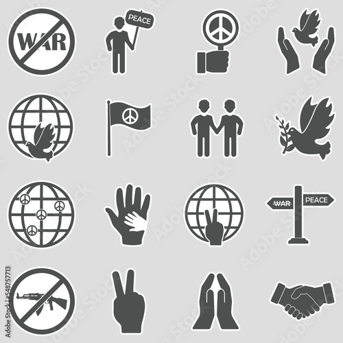 Stop The War Icons. Sticker Design. Vector Illustration.