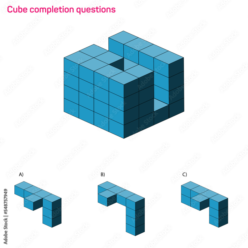 Fototapeta premium Find the Missing Piece. Shape completion questions, Find next shape