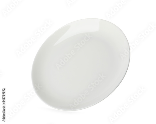 Clean empty ceramic plate isolated on white