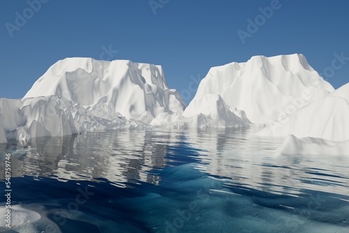 Arctic landscape glacier scene 3d render. © AlexArty