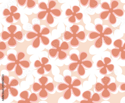 Abstract Monochrome Retro Florals Seamless Pattern Trendy Fashion Colors Minimal Stylish Design Perfect for Allover Fabric Print or Wrapping Paper