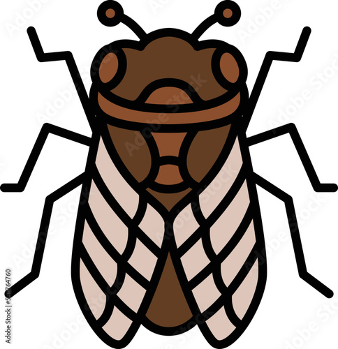 ミニ昆虫イラストアイコン 蝉
