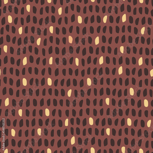 Doodle abstract seamless pattern. Vector background with squares, spots. Geometric background for fabric, textile, paper, wrapping