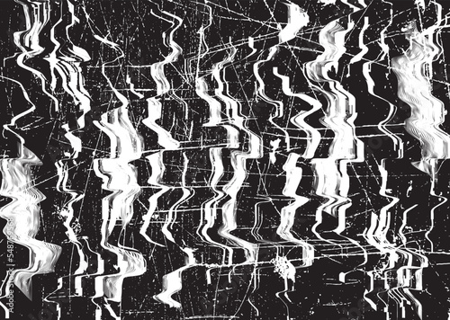 Glitch distorted grungy overlay  grange texture. Textured and glitched technology background. Screen print effect .Vector overlay background with a halftone dots screen print texture.