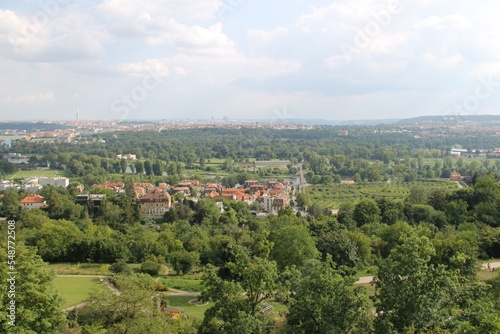 Fotografie A view at Prague from Botanical Garden Prague