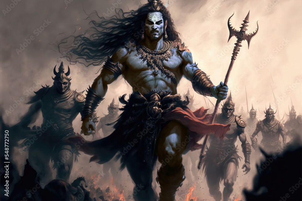 Ai Generated Image Of Hindu God Shiva Leading His Army Of Ganas Into War Against Evil Stock 