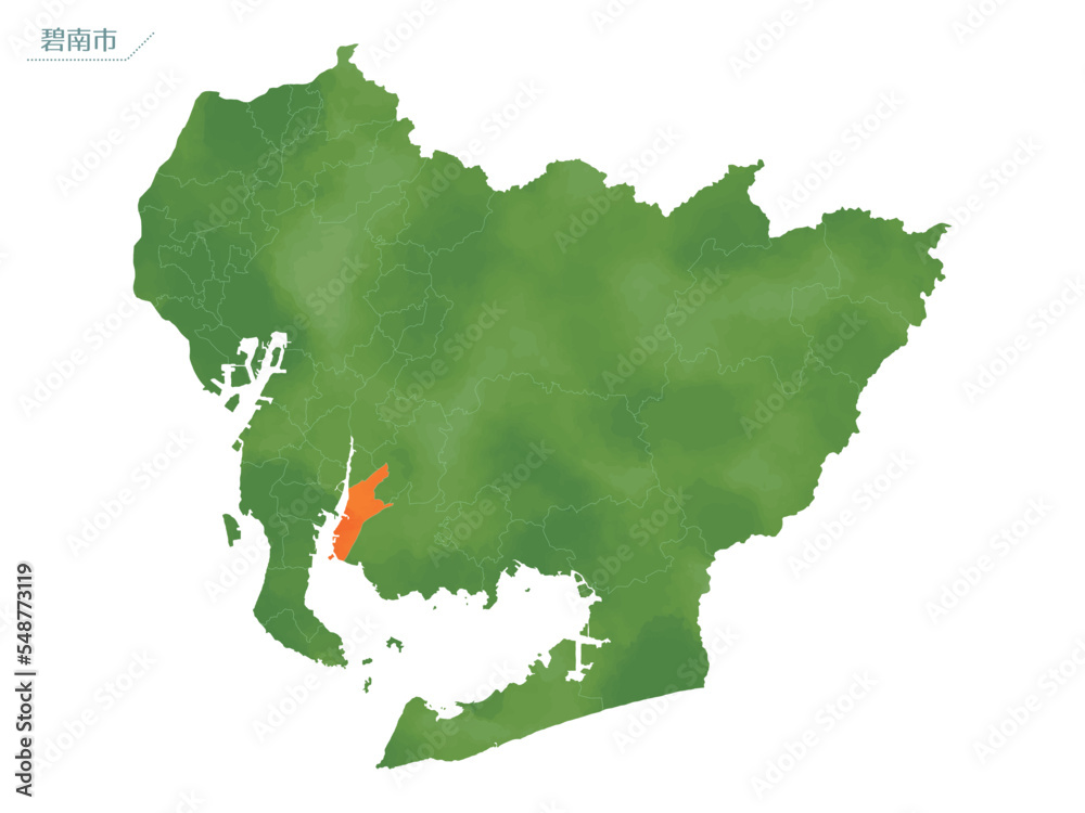 水彩風の地図 碧南市 Adobe Stock