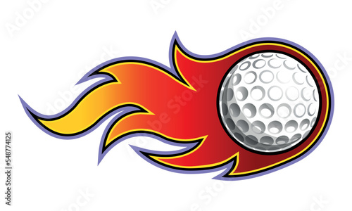 Golf ball in burning fire flame Golf ball vector image car sticker motorcycle decal and sport logo template