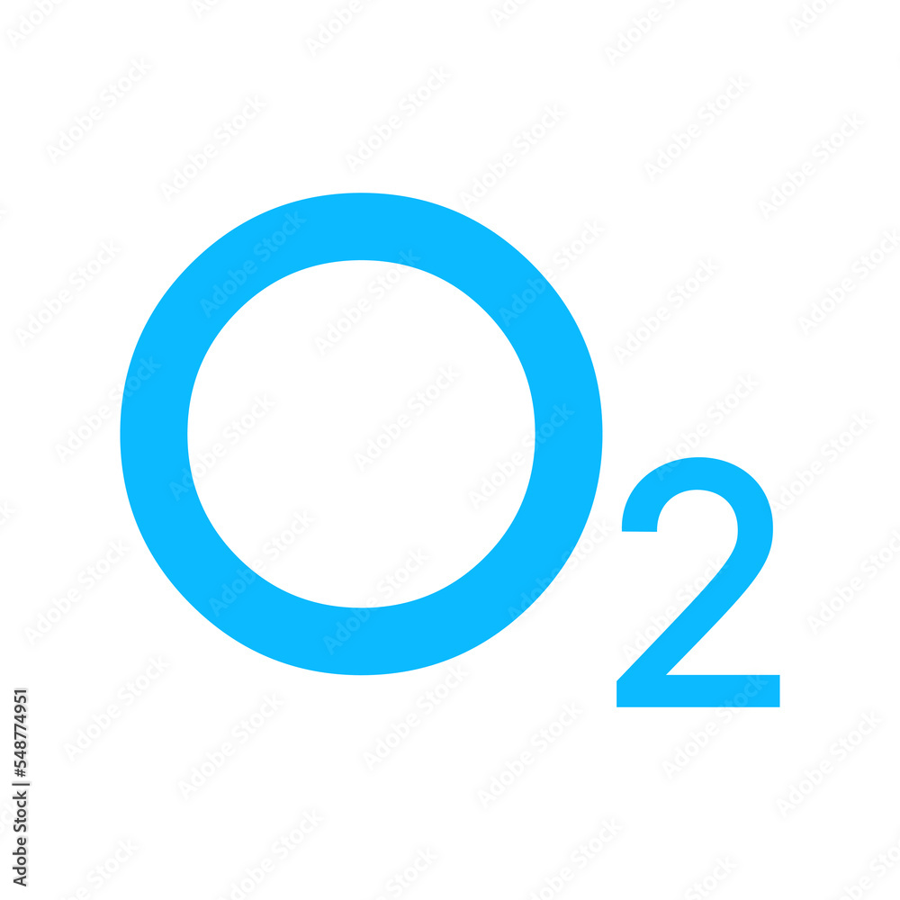 Oxygen O2 molecule blue natural gas. Ecology and biochemistry concept. Icon on white background. Vector Illustration. Oxygen O2 molecule blue natural gas. Ecology and biochemistry concept. Icon on white background. Vector Illustration.