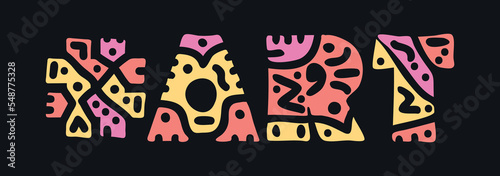 Wallpaper Mural ART Hashtag. Doodle isolate text. Colored curves decorative doodle letters. Trendy popular Hashtag #ART for print, booklet, banner, flyer. Stock vector. Torontodigital.ca