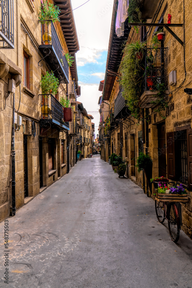 Rioja region town Laguardia Spain narrow streets in beautiful hilltop town