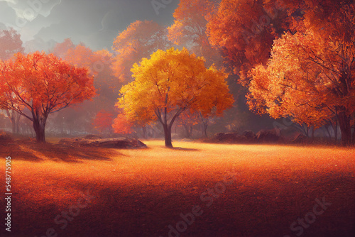 Autumn landscape paint