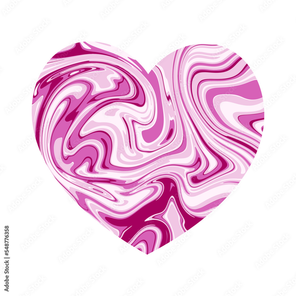 Pink heart with marble texture. Vector graphics