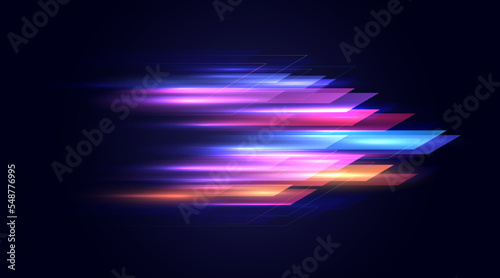 Modern abstract high-speed movement. Colorful dynamic motion on blue background. Movement futuristic pattern for banner or poster design background concept.