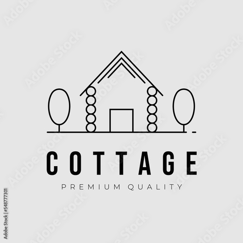 cottage or cabin line art logo vector illustration design, minimalist logo concept