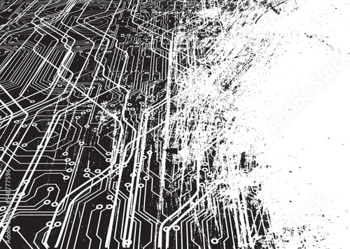 Glitch distorted grungy overlay  grange texture. Textured and glitched technology background. Screen print effect .Vector overlay background with a halftone dots screen print texture.