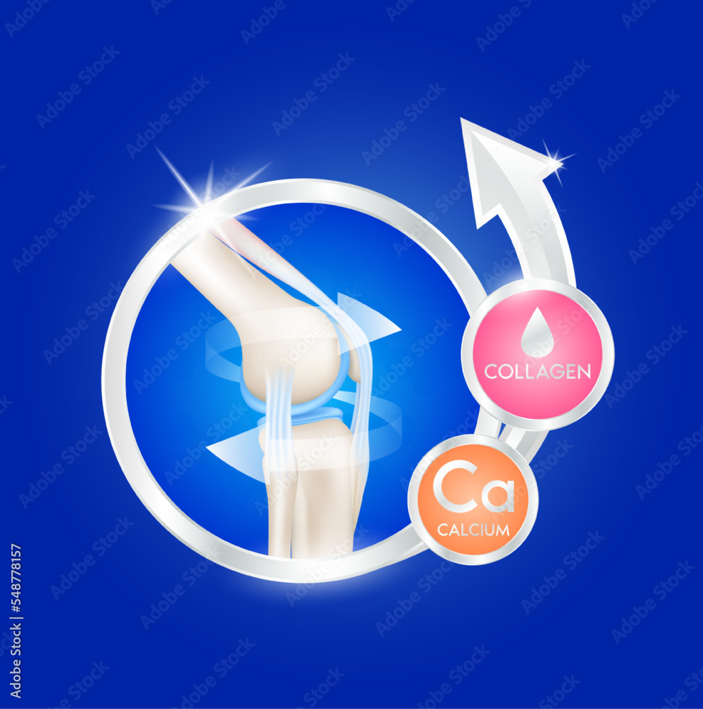 label aluminum joints healthy with collagen and calcium. Human bone