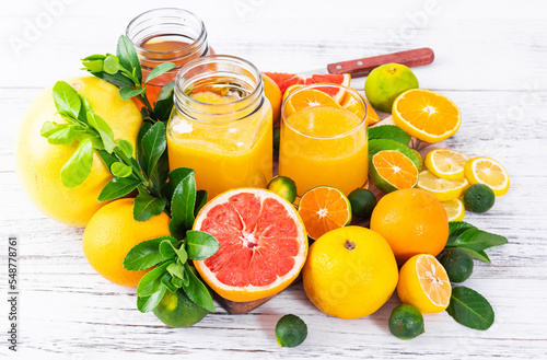 citrus fruit on wooden table