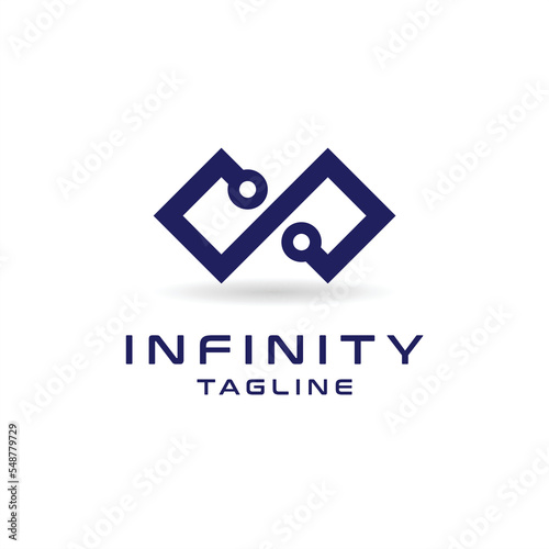Infinity logo with integrated circuits concept