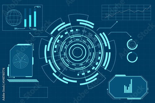 abstract technology futuristic concept hud interface hologram elements of digital data and circle 